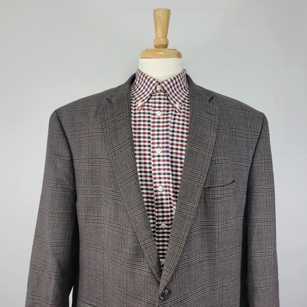 Lauren Ralph Lauren‎ Men's Sport Coat Blazer Two Button Flannel Plaid Wool 52R